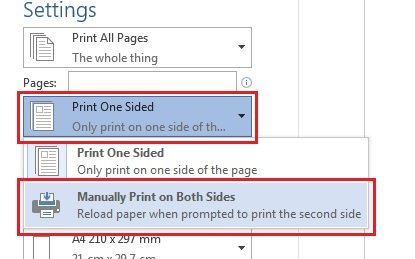 Manual Print on Both Sides