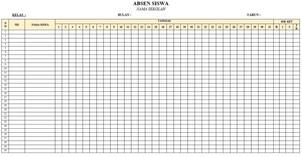 Absen Siswa Hal 1
